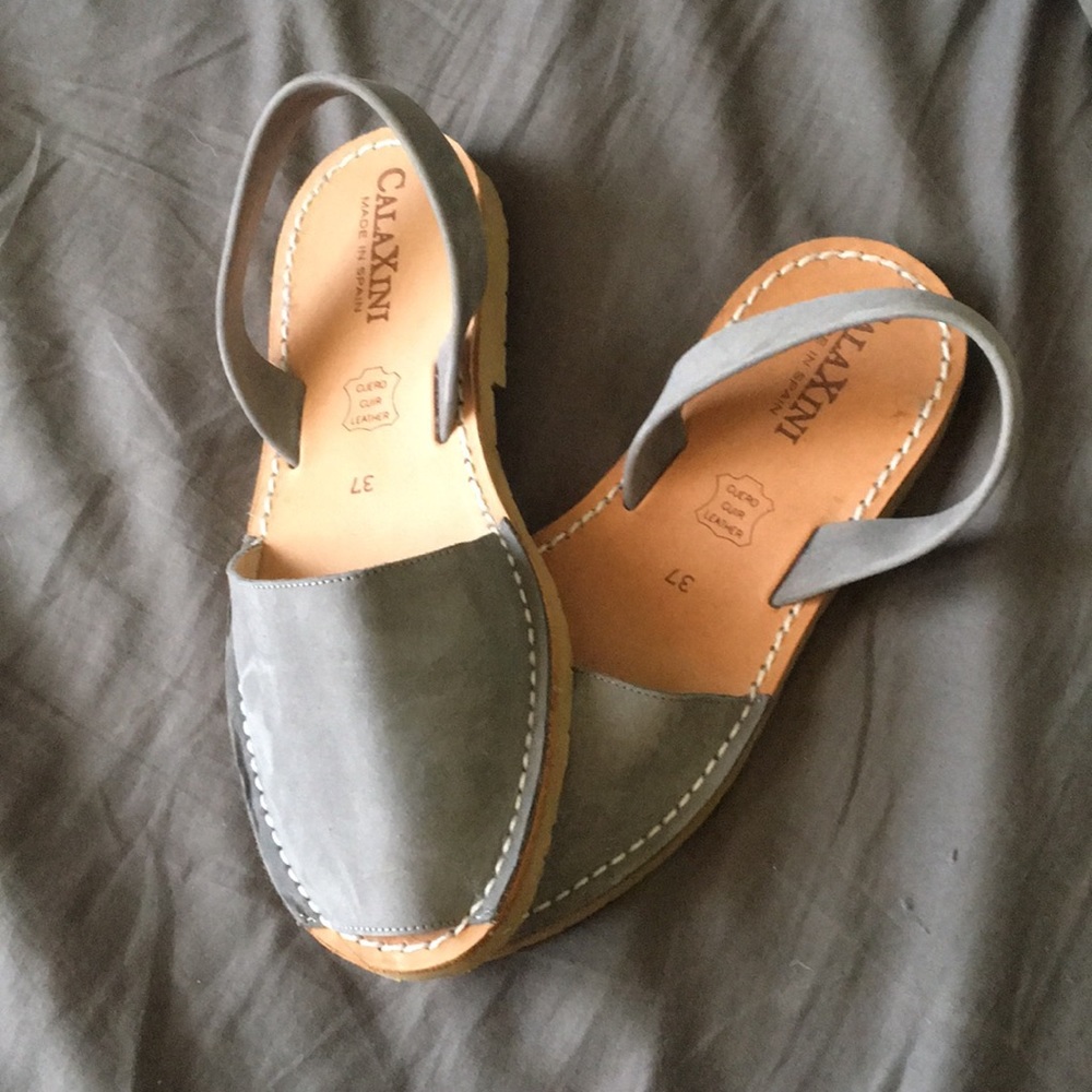 Authentic Italian leather espadrilles Grey size 37